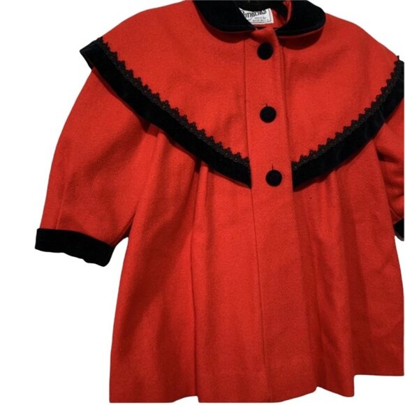 Vintage Wool Rothschild Velvet Detailed Pleated Coat Union Tag USA - Picture 8 of 8